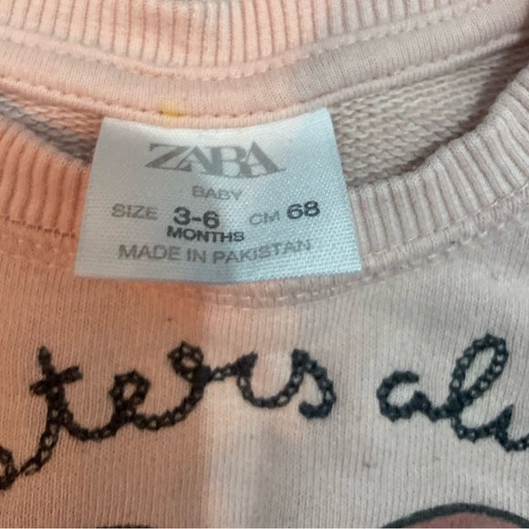 Zara‎ Sisters Always Together 3-6 mo sweatshirt - Picture 3 of 4